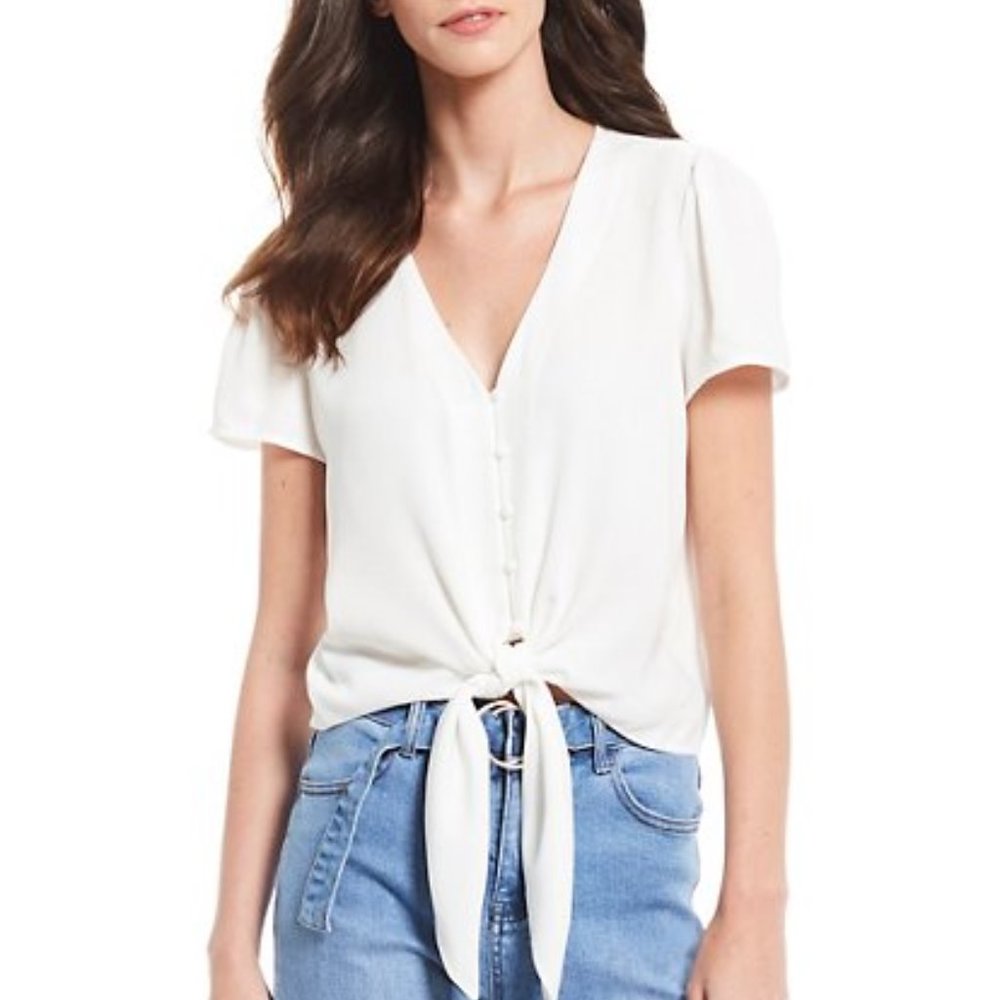 Gianni Bini Valerie V-Neck Tie Hem Blouse